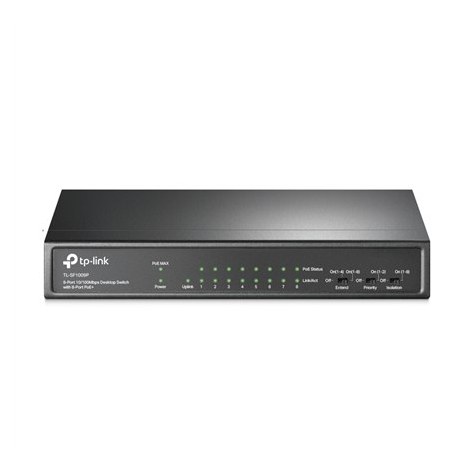 TP-LINK | Switch | TL-SF1009P | Unmanaged | Desktop | 10/100 Mbps (RJ-45) ports quantity 9 | 1 Gbps (RJ-45) ports quantity | SFP